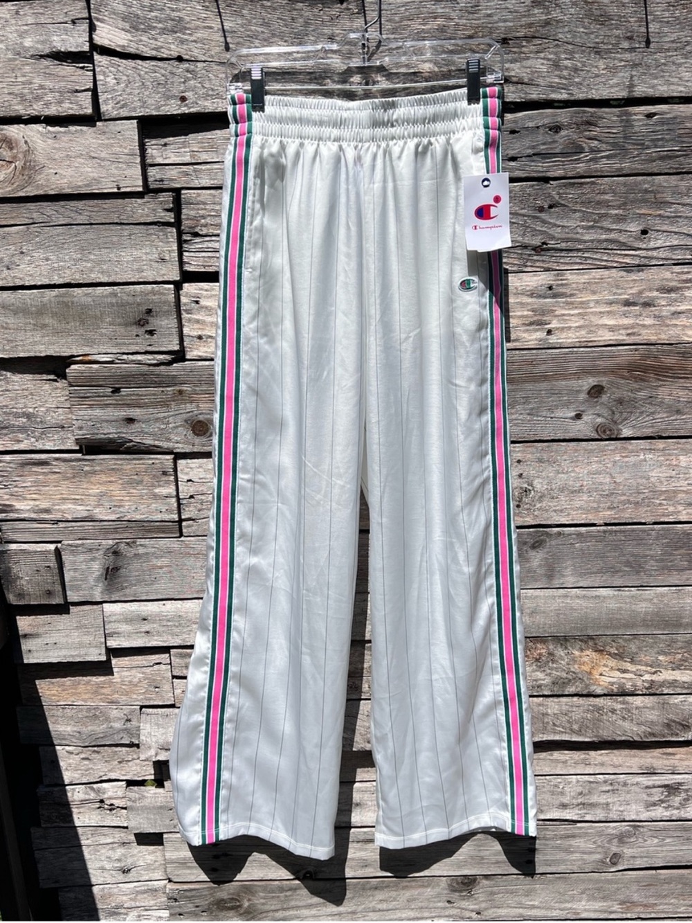 🌻NEW w/tags CHAMPION Game Set Match Pants Pink Green Stripe Size Medium DZ - Picture 4 of 10
